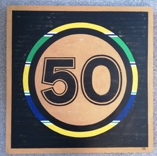 Upcycled art 50mph road sign